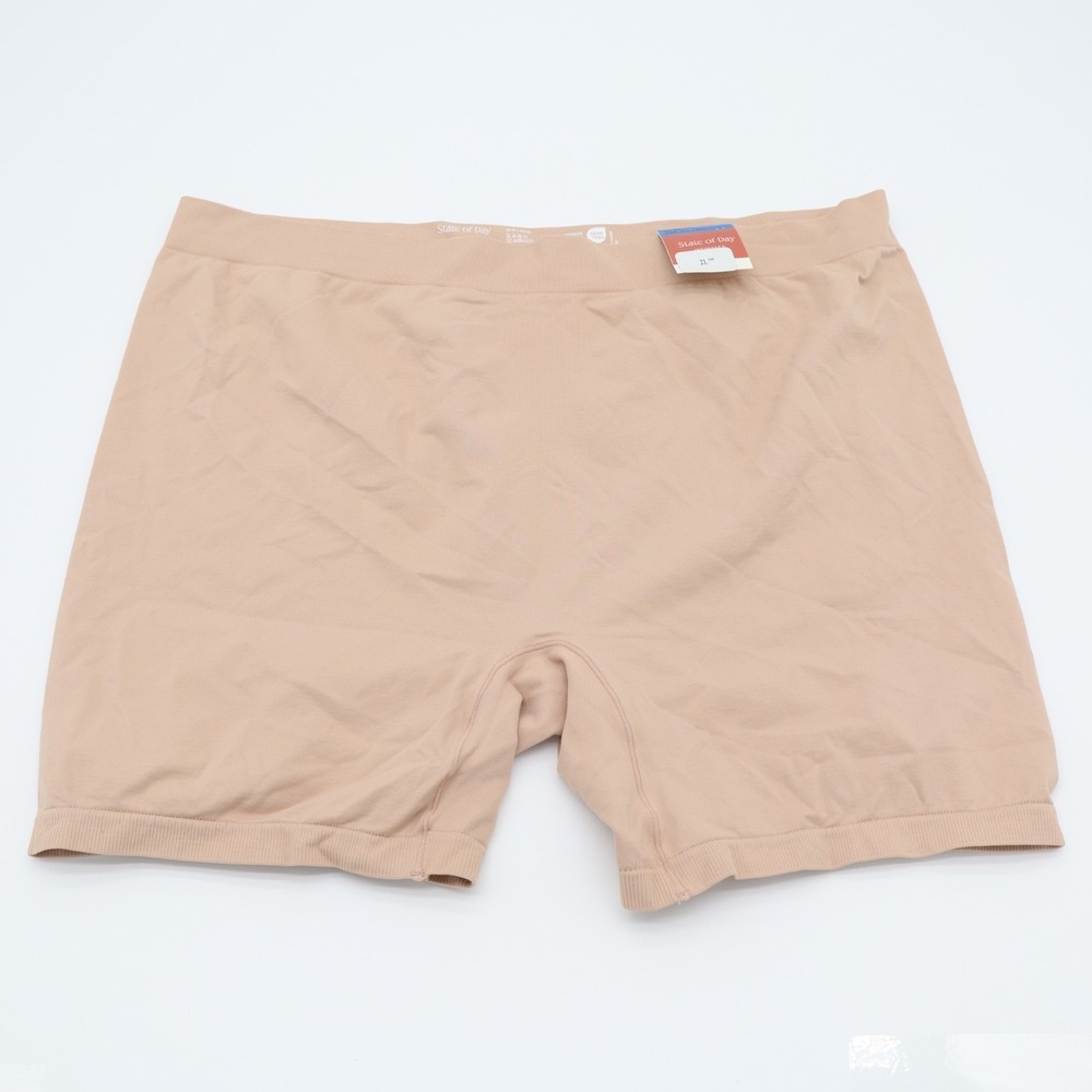 State Of Day Intimates Seamless Slip Boxer Brief Womens XL Beige Nylon Stretch